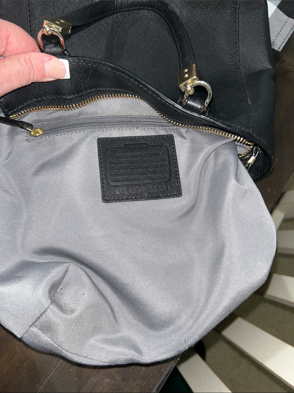 Coach Black Leather Small Tote with Gold Accents - Picture 7 of 9